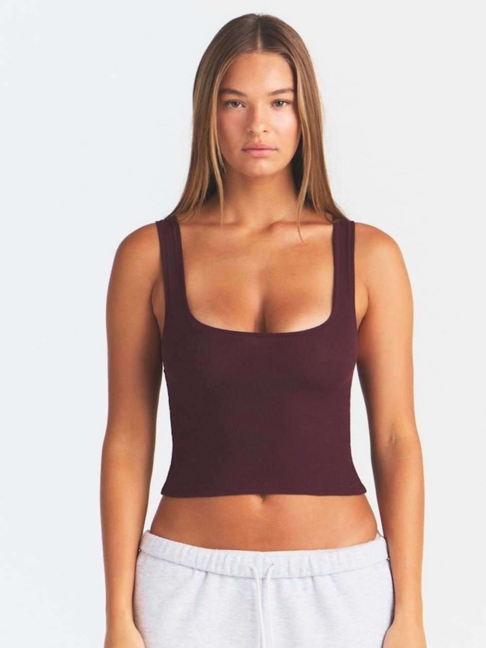 NEW SKIMS COTTON RIB TANK TOP CURRANT M - Picture 3 of 6